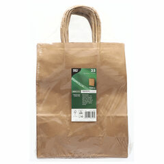 Preview: 25x Papiertragetaschen mit Papierkordel Kordeltasche 28 x 22 x 10 cm braun