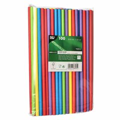 Preview: VEPATIM 100 Papiertrinkhalme Shake-Halme Kaltgetränke 25 cm Ø 8 mm farbig sortiert