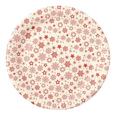 VEPATIM 1020 Pappteller rund Ø 23 cm weiss mit roten Schneeflocken