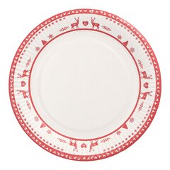 VEPATIM 10 Pappteller rund Ø 23 cm mit Motiv "Nordische Rentiere" weiß/rot