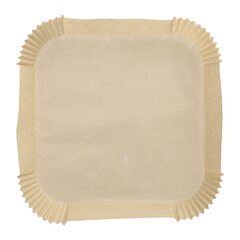 Preview: VEPATIM 100 Backpapierzuschnitte für Heißluftfritteusen Mikrowelle Backofen 23 x 23 x 4,5cm braun
