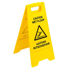 1x Warnschild "Achtung Rutschgefahr" gelb beidseitig bedruckt 62 x 30,5 cm