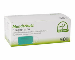 50x Mundschutzmasken OP- medizinische Gesichtsmasken 3-lagig EN 14683 grün