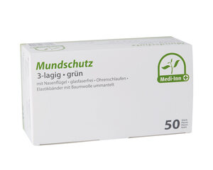Preview: 50x Mundschutzmasken OP- medizinische Gesichtsmasken 3-lagig EN 14683 grün