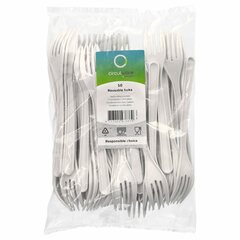 Preview: 1000x BIO-Gabeln Mehrweg 185mm aus BIO-PP extra stabil weiss