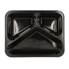 Preview: 100x Mehrweg Menüschalen 3-geteilt 22,7 x 17,8cm Mikrowellengeeignet schwarz