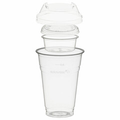 BIO Trinkbecher 400ml + Domdeckel+ 60ml Einsatzbecher stapelbar PLA 