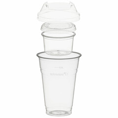 BIO Trinkbecher 400ml + Domdeckel+ 120ml Einsatzbecher stapelbar PLA 