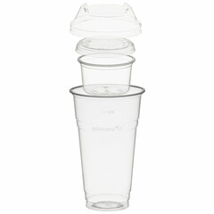 BIO Trinkbecher 500ml+Domdeckel+ 120ml Einsatzbecher stapelbar PLA 
