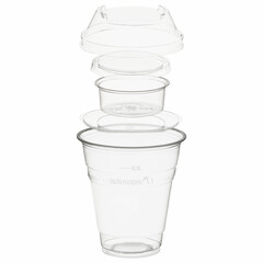 BIO Trinkbecher 300ml+Domdeckel+Einsatzbecher stapelbar aus PLA 