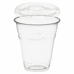 50x BIO Trinkbecher 300ml + Deckel mit Halmstanzung aus Biokunststoff (PLA)