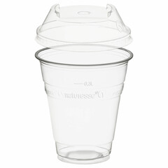 50x BIO Trinkbecher 300ml + Domdeckel C-Loch stapelbar aus Biokunststoff 