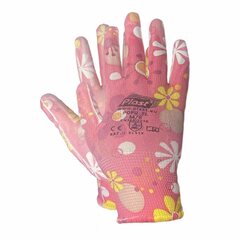 VEPATIM 12 Paar Arbeitshandschuhe Montagehandschuhe Polyester - Polyurethan Größe M-8 dunkle Blumen