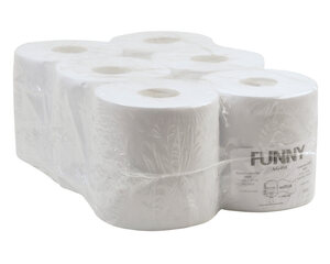 VEPATIM Papierhandtuchrolle MIDI perforiert - Blattgröße 19x22cm 1 lagig weißlich 6 Stk.