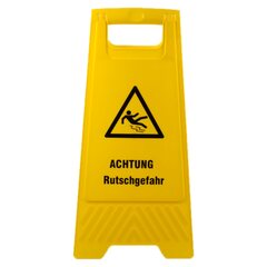 1x Warnschild "Achtung Rutschgefahr" gelb beidseitig bedruckt ca. 61 cm hoch