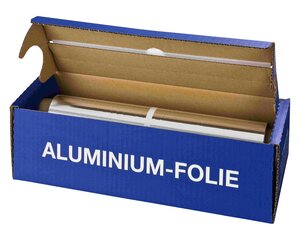 VEPATIM 1 Rolle Alufolie in praktischer Spenderbox mit Abreiss-Schiene 29 cm x 150 m 11 my
