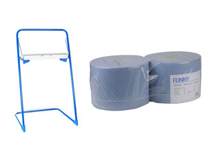 VEPATIM Bodenständer für Putztuchrollen inkl. 2 x 22cm breite 1000 Blatt Rollen