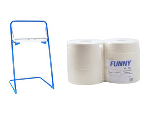 VEPATIM Bodenständer für Putztuchrollen inkl. 2 x 26cm breite 1000 Blatt Rollen