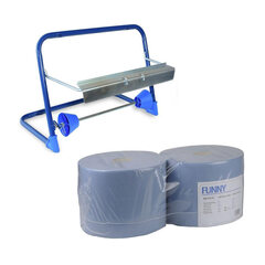 1x Wandhalter für Putztuchrollen inkl. 2 x 22cm breite 1000 Blatt Rollen