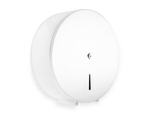 Preview: Toilettenpapier Spender Jumborollen 32 cm Ø abschließbar Edelstahl weiß