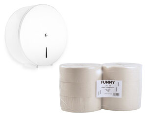 VEPATIM 2 Toilettenpapier-Spender für Jumborollen metallweiß inkl. 6 hellgraue Rollen