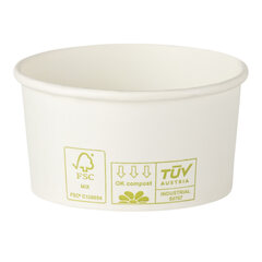 VEPATIM 50 Eisbecher Pappbecher 100% ohne Kunststoff 260ml Ø92 Höhe 55mm weiß