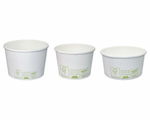 Preview: VEPATIM 50 Eisbecher Pappbecher 100% ohne Kunststoff 260ml Ø92 Höhe 55mm weiß