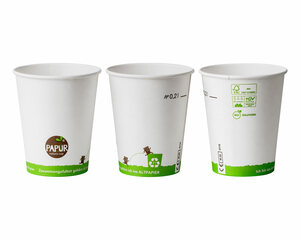 Preview: VEPATIM 75 Heissgetränkebecher Pappbecher PAPUR 80mm Ø mit Eichstrich 200 ml