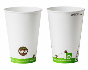 VEPATIM 6000 Kaltgetränkebecher Pappbecher PAPUR mit CE Eichstrich 300 ml