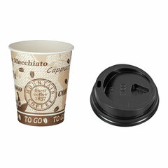 7500x Kaffeebecher Premium mit Deckel "Coffee to go" Pappe 300 ml hoch 
