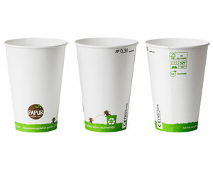 Preview: VEPATIM 75 Heissgetränkebecher Pappbecher PAPUR 80mm Ø mit Eichstrich 300 ml