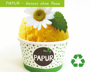 Preview: Bio Eisbecher Papier Pappbecher PAPUR ohne Kunststoff 100 160 260 340 ml