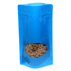 Standbodenbeutel PET blau glänzend mit Fenster 160x270x80mm 750 ml 