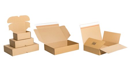Preview: Versandkarton DHL-Kleinpaket 350x250x80mm (Außenmaß) Selbstklebeverschluss & Aufreißfaden
