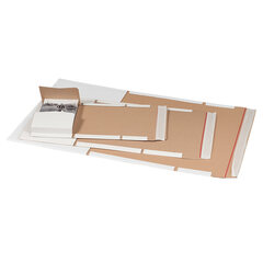 Preview: Universalverpackung A4 A5 A5+ Karton weiß Selbstklebeverschluss Aufreissfaden