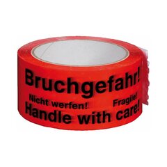 (EUR 0,03/m-EUR 0,04/m) BRUCHGEFAHR Klebeband 50mmx66m rot mehrsprachig