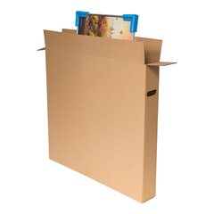 Preview: Bilderkarton 900x120x800mm mit seitlichen Griffmulden stabil 2-wellig braun