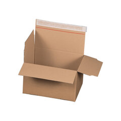Preview: Schnellaufrichtekarton 260x200x160mm Selbstklebeverschluss Aufreißfaden Automatikboden braun