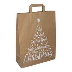 VEPATIM 100 Papiertragetaschen aus Kraftpapier 260+170x250mm Motiv Christmas weiß braun 80 gr.