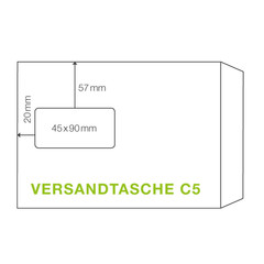 Preview: ÖKI Fenstertasche C5T 162x229mm weiß 90 gr. Haftstreifen 