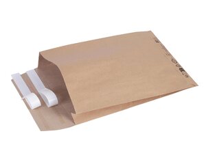 400x Papierversandtaschen mit Doppelfixverschluss 190x50x300 + 100mm Klappe braun