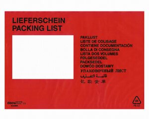 VEPATIM 1000 DOCUFIX Dokumententaschen *Lieferschein* C5 240x165+20mm 