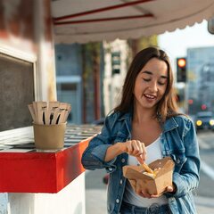 Preview: Holzgabel Gabel aus Holz einzeln hygienisch verpackt 16cm 