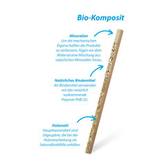 Preview: Trinkhalme aus BIO-Komposit JUMBO kraft braun 14 cm Ø 8 mm 