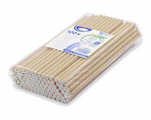 Preview: Papiertrinkhalme für Kaltgetränke JUMBO natur 25 cm Ø 8 mm 