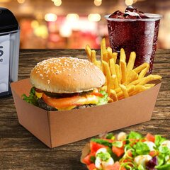 Preview: BIONATURE Snackschalen kraft braun mit Fettbarriere 16,5x9x6cm 1000ml 