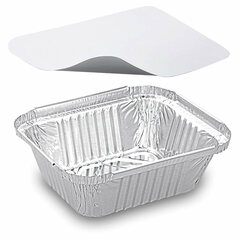 VEPATIM 10 Alu-Servierschale Aluschale eckig 470ml inklusive Deckel