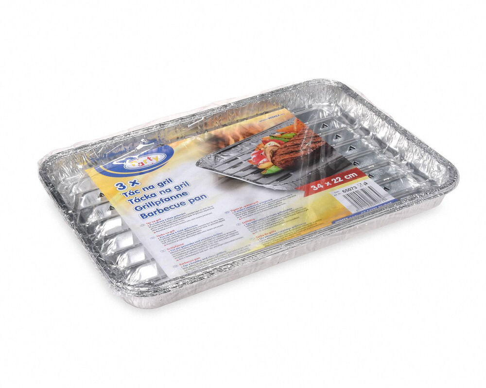 Preview: Alu-Grillpfannen Grillschalen BBQ 34.4 x 22.4 mehrfach verwendbar 
