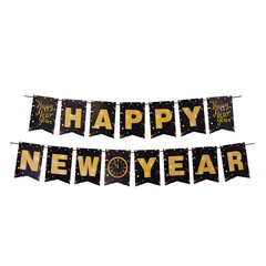 Girlande HAPPY NEW YEAR schwarz 16 x 20 cm Buchstaben + 5m Band
