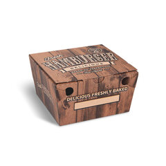 Hamburgerboxen aus Mikrowellpappe bedruckt braun 15 x 15 x 9,5 cm 